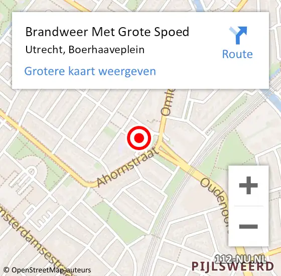 Locatie op kaart van de 112 melding: Brandweer Met Grote Spoed Naar Utrecht, Boerhaaveplein op 20 januari 2024 12:56