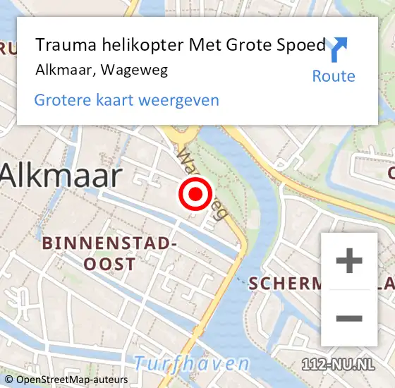 Locatie op kaart van de 112 melding: Trauma helikopter Met Grote Spoed Naar Alkmaar, Wageweg op 20 januari 2024 13:04