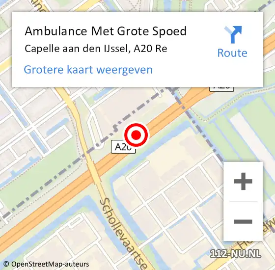Locatie op kaart van de 112 melding: Ambulance Met Grote Spoed Naar Capelle aan den IJssel, A20 Re op 22 september 2014 20:00