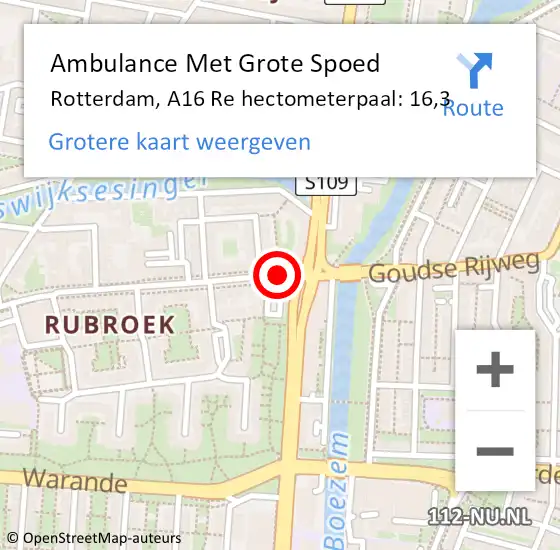 Locatie op kaart van de 112 melding: Ambulance Met Grote Spoed Naar Rotterdam, Burg S'jacobplein op 22 september 2014 20:08