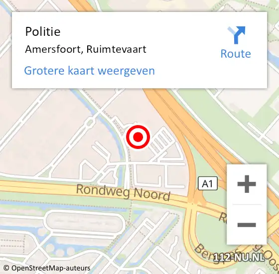 Locatie op kaart van de 112 melding: Politie Amersfoort, Ruimtevaart op 20 januari 2024 14:36