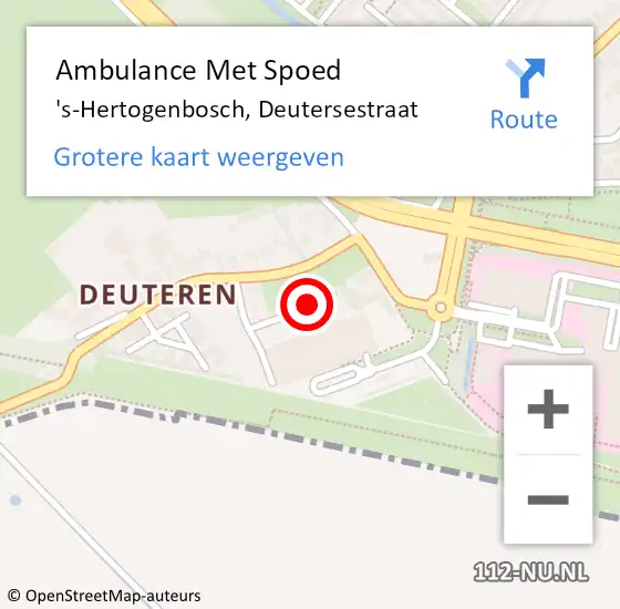 Locatie op kaart van de 112 melding: Ambulance Met Spoed Naar 's-Hertogenbosch, Deutersestraat op 20 januari 2024 14:37