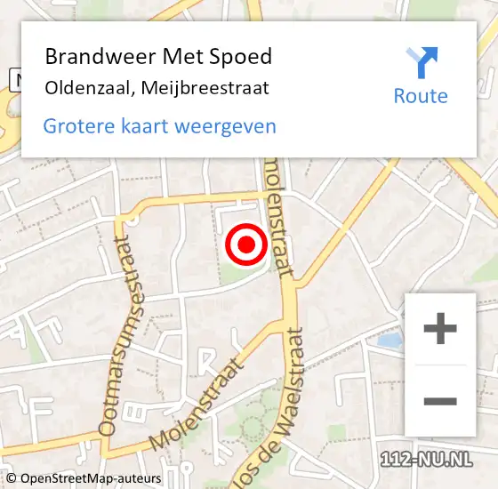 Locatie op kaart van de 112 melding: Brandweer Met Spoed Naar Oldenzaal, Meijbreestraat op 20 januari 2024 14:42