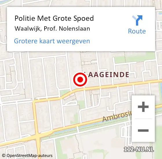 Locatie op kaart van de 112 melding: Politie Met Grote Spoed Naar Waalwijk, Prof. Nolenslaan op 20 januari 2024 14:51