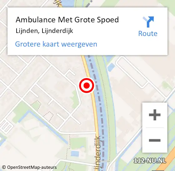 Locatie op kaart van de 112 melding: Ambulance Met Grote Spoed Naar Lijnden, Lijnderdijk op 20 januari 2024 14:54