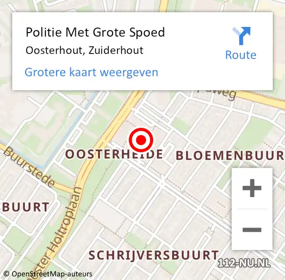 Locatie op kaart van de 112 melding: Politie Met Grote Spoed Naar Oosterhout, Zuiderhout op 20 januari 2024 15:15