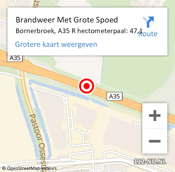 Locatie op kaart van de 112 melding: Brandweer Met Grote Spoed Naar Bornerbroek, A35 R hectometerpaal: 47,1 op 22 september 2014 20:19