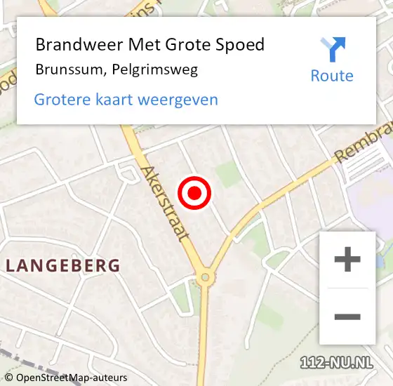 Locatie op kaart van de 112 melding: Brandweer Met Grote Spoed Naar Brunssum, Pelgrimsweg op 20 januari 2024 15:49