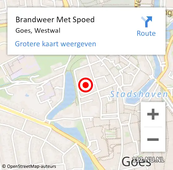 Locatie op kaart van de 112 melding: Brandweer Met Spoed Naar Goes, Westwal op 20 januari 2024 15:56