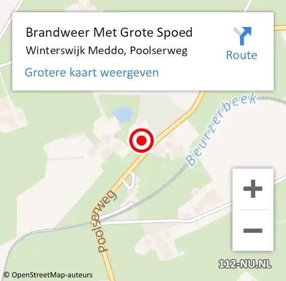 Locatie op kaart van de 112 melding: Brandweer Met Grote Spoed Naar Winterswijk Meddo, Poolserweg op 22 september 2014 20:20