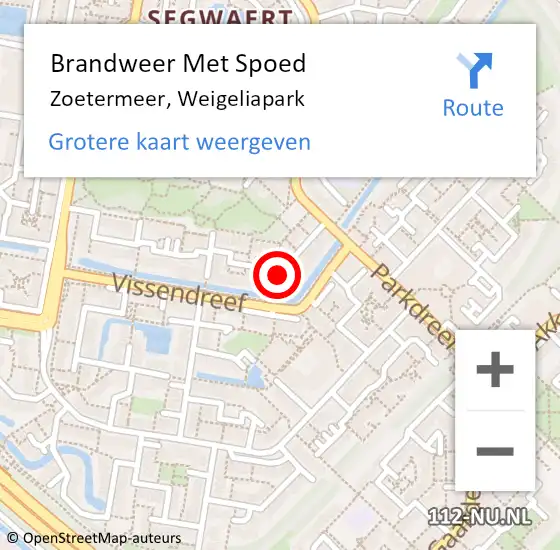 Locatie op kaart van de 112 melding: Brandweer Met Spoed Naar Zoetermeer, Weigeliapark op 20 januari 2024 17:11