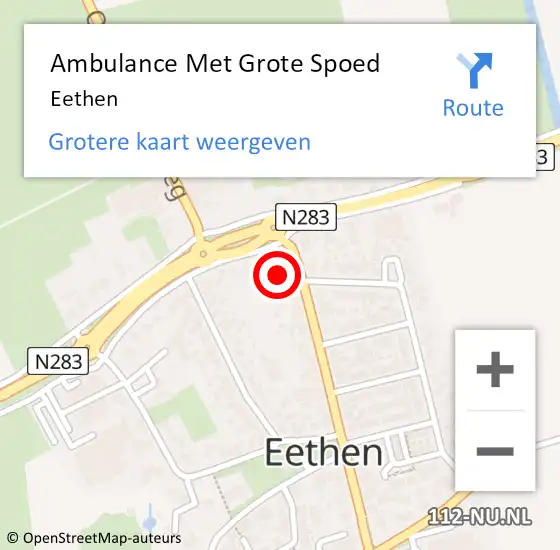Locatie op kaart van de 112 melding: Ambulance Met Grote Spoed Naar Eethen op 20 januari 2024 17:14