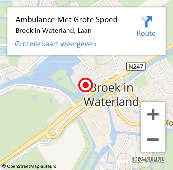 Locatie op kaart van de 112 melding: Ambulance Met Grote Spoed Naar Broek in Waterland, Laan op 20 januari 2024 17:32