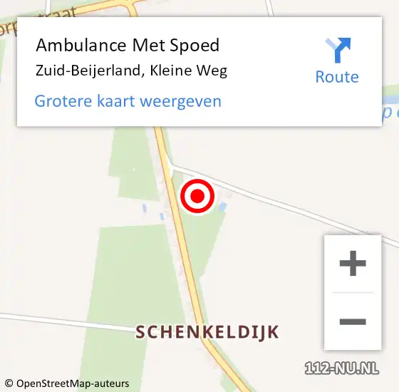 Locatie op kaart van de 112 melding: Ambulance Met Spoed Naar Zuid-Beijerland, Kleine Weg op 20 januari 2024 17:38