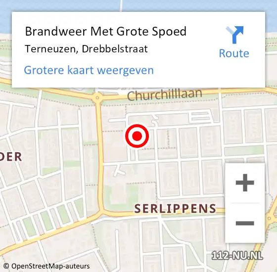 Locatie op kaart van de 112 melding: Brandweer Met Grote Spoed Naar Terneuzen, Drebbelstraat op 20 januari 2024 18:02