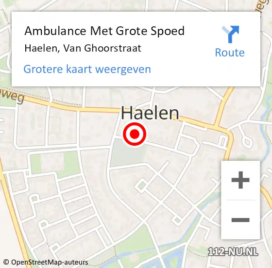 Locatie op kaart van de 112 melding: Ambulance Met Grote Spoed Naar Haelen, Van Ghoorstraat op 22 september 2014 20:33