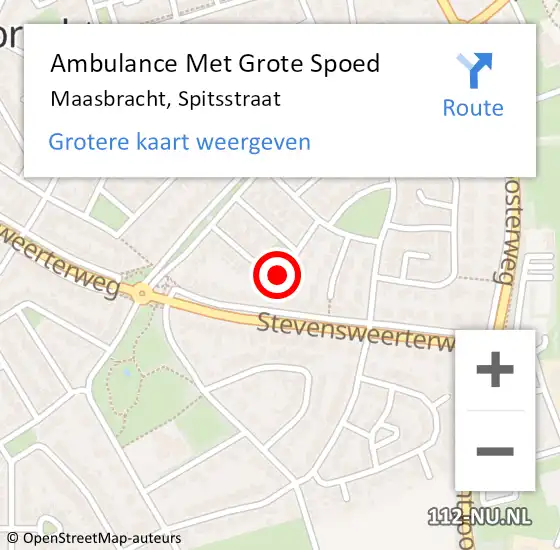 Locatie op kaart van de 112 melding: Ambulance Met Grote Spoed Naar Maasbracht, Spitsstraat op 20 januari 2024 18:16