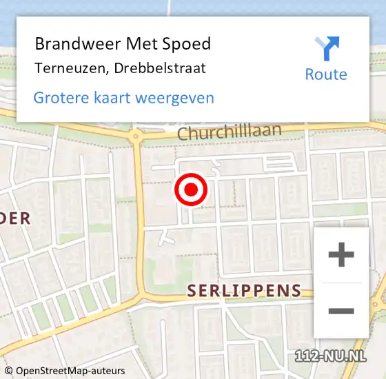 Locatie op kaart van de 112 melding: Brandweer Met Spoed Naar Terneuzen, Drebbelstraat op 20 januari 2024 18:54