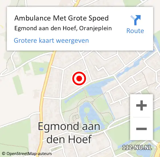 Locatie op kaart van de 112 melding: Ambulance Met Grote Spoed Naar Egmond aan den Hoef, Oranjeplein op 20 januari 2024 18:58