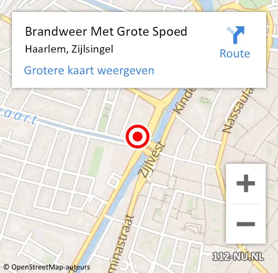 Locatie op kaart van de 112 melding: Brandweer Met Grote Spoed Naar Haarlem, Zijlsingel op 20 januari 2024 19:02