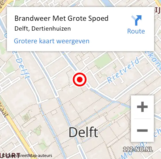 Locatie op kaart van de 112 melding: Brandweer Met Grote Spoed Naar Delft, Dertienhuizen op 20 januari 2024 19:03