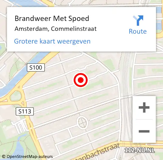 Locatie op kaart van de 112 melding: Brandweer Met Spoed Naar Amsterdam, Commelinstraat op 20 januari 2024 19:05