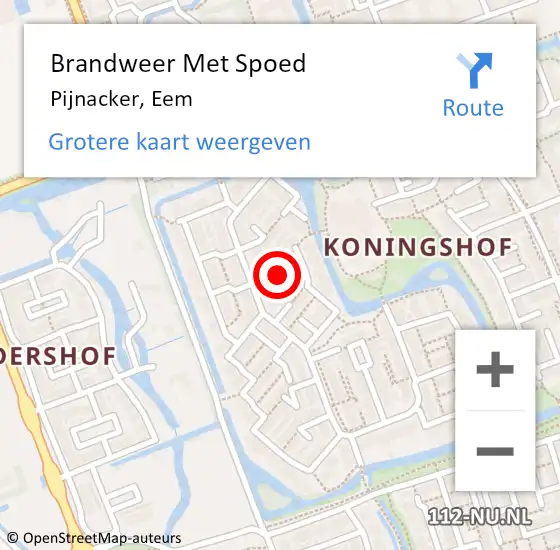 Locatie op kaart van de 112 melding: Brandweer Met Spoed Naar Pijnacker, Eem op 20 januari 2024 19:08