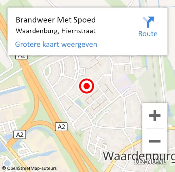 Locatie op kaart van de 112 melding: Brandweer Met Spoed Naar Waardenburg, Hiernstraat op 20 januari 2024 19:14