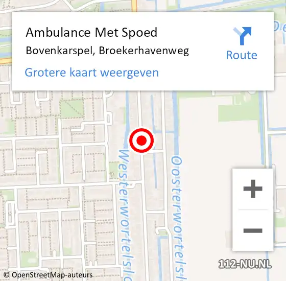 Locatie op kaart van de 112 melding: Ambulance Met Spoed Naar Bovenkarspel, Broekerhavenweg op 20 januari 2024 20:22