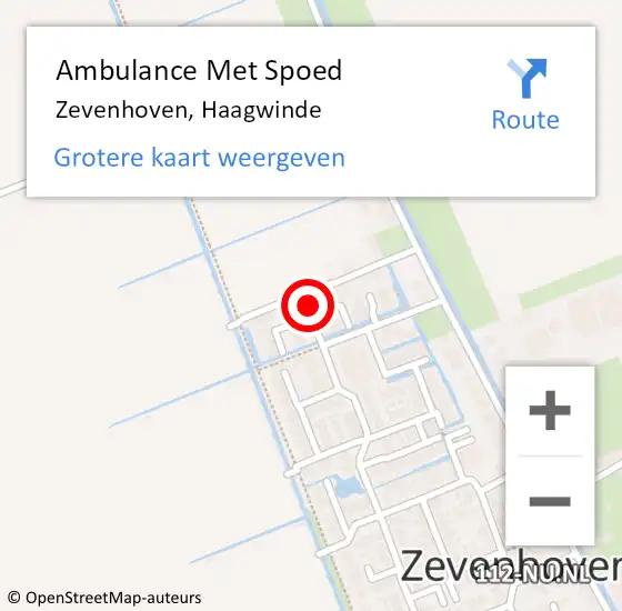Locatie op kaart van de 112 melding: Ambulance Met Spoed Naar Zevenhoven, Haagwinde op 20 januari 2024 20:25