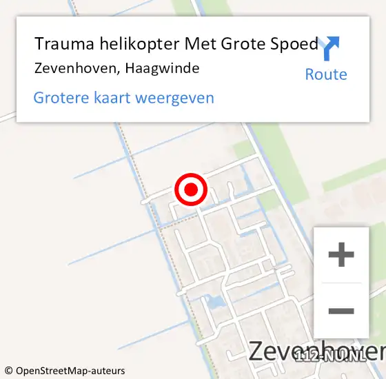 Locatie op kaart van de 112 melding: Trauma helikopter Met Grote Spoed Naar Zevenhoven, Haagwinde op 20 januari 2024 20:28