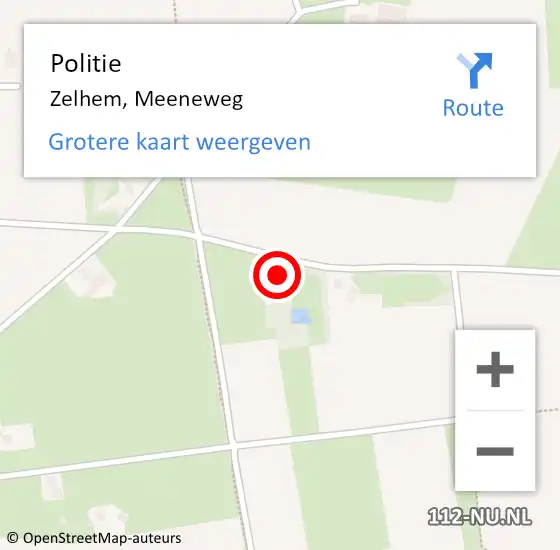 Locatie op kaart van de 112 melding: Politie Zelhem, Meeneweg op 20 januari 2024 21:09