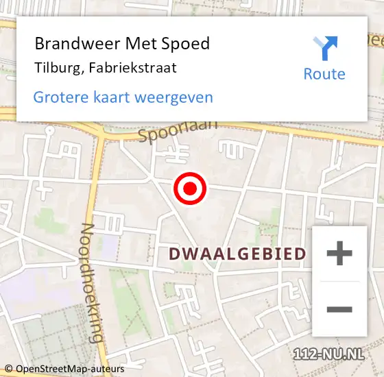 Locatie op kaart van de 112 melding: Brandweer Met Spoed Naar Tilburg, Fabriekstraat op 20 januari 2024 21:15