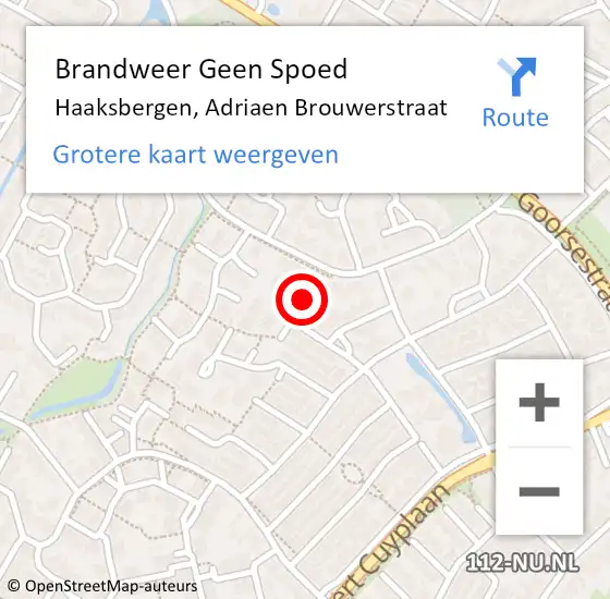 Locatie op kaart van de 112 melding: Brandweer Geen Spoed Naar Haaksbergen, Adriaen Brouwerstraat op 20 januari 2024 21:36