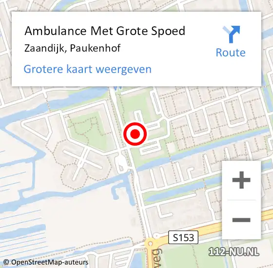 Locatie op kaart van de 112 melding: Ambulance Met Grote Spoed Naar Zaandijk, Paukenhof op 20 januari 2024 21:54