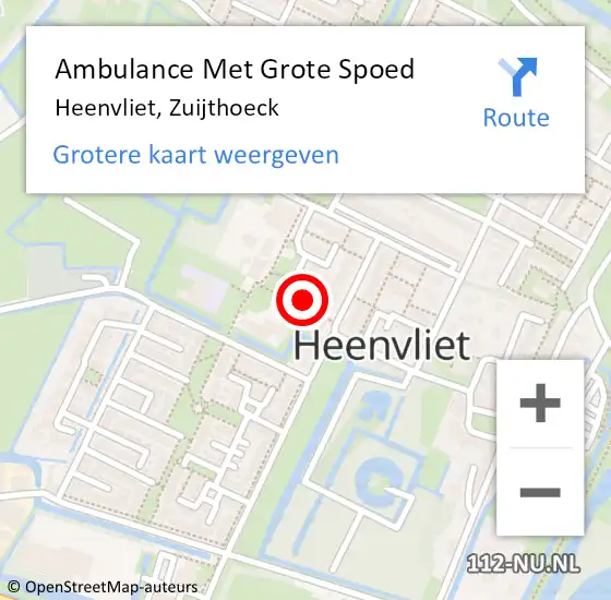 Locatie op kaart van de 112 melding: Ambulance Met Grote Spoed Naar Heenvliet, Zuijthoeck op 20 januari 2024 22:00