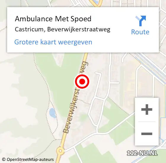 Locatie op kaart van de 112 melding: Ambulance Met Spoed Naar Castricum, Beverwijkerstraatweg op 20 januari 2024 22:09