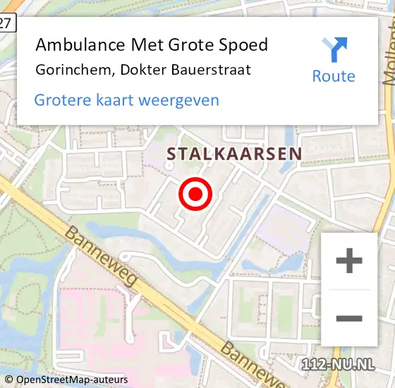 Locatie op kaart van de 112 melding: Ambulance Met Grote Spoed Naar Gorinchem, Dokter Bauerstraat op 20 januari 2024 22:27