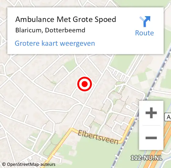 Locatie op kaart van de 112 melding: Ambulance Met Grote Spoed Naar Blaricum, Dotterbeemd op 22 september 2014 21:09