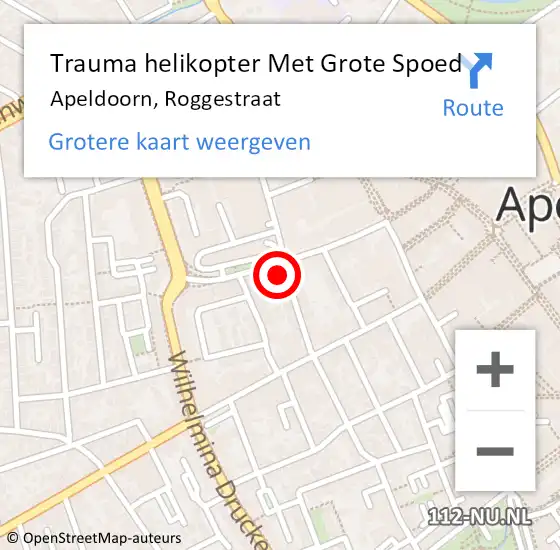 Locatie op kaart van de 112 melding: Trauma helikopter Met Grote Spoed Naar Apeldoorn, Roggestraat op 20 januari 2024 22:59