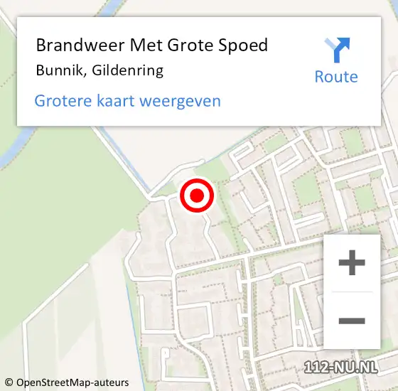 Locatie op kaart van de 112 melding: Brandweer Met Grote Spoed Naar Bunnik, Gildenring op 20 januari 2024 23:19