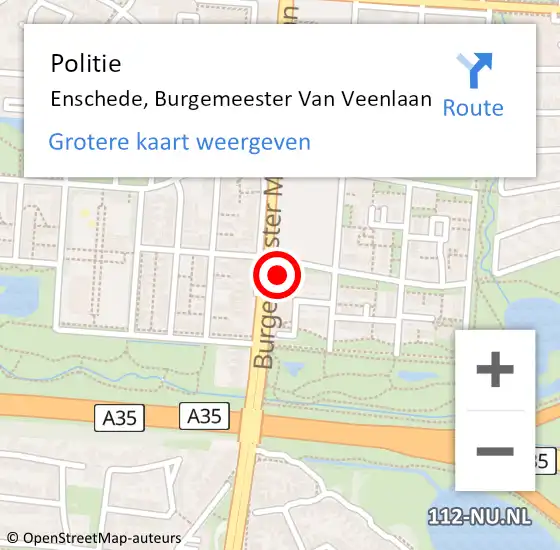 Locatie op kaart van de 112 melding: Politie Enschede, Burgemeester Van Veenlaan op 20 januari 2024 23:23