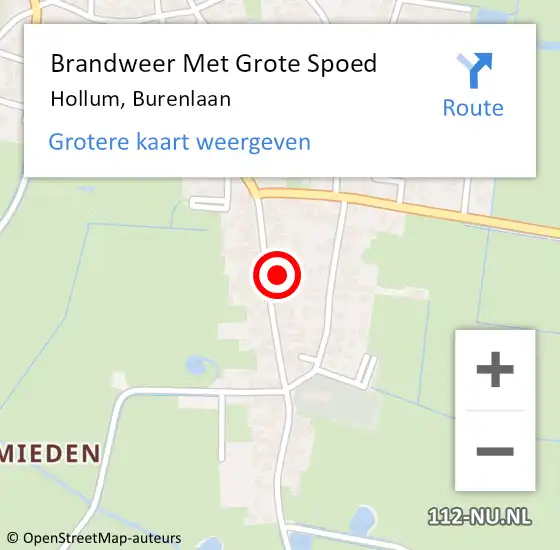 Locatie op kaart van de 112 melding: Brandweer Met Grote Spoed Naar Hollum, Burenlaan op 20 januari 2024 23:59