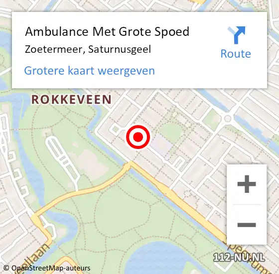 Locatie op kaart van de 112 melding: Ambulance Met Grote Spoed Naar Zoetermeer, Saturnusgeel op 21 januari 2024 00:30