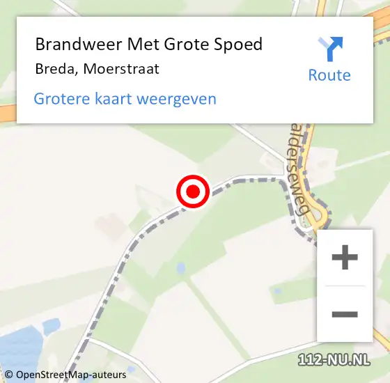 Locatie op kaart van de 112 melding: Brandweer Met Grote Spoed Naar Breda, Moerstraat op 21 januari 2024 00:35