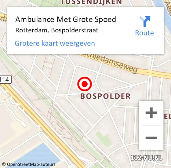 Locatie op kaart van de 112 melding: Ambulance Met Grote Spoed Naar Rotterdam, Bospolderstraat op 21 januari 2024 00:56