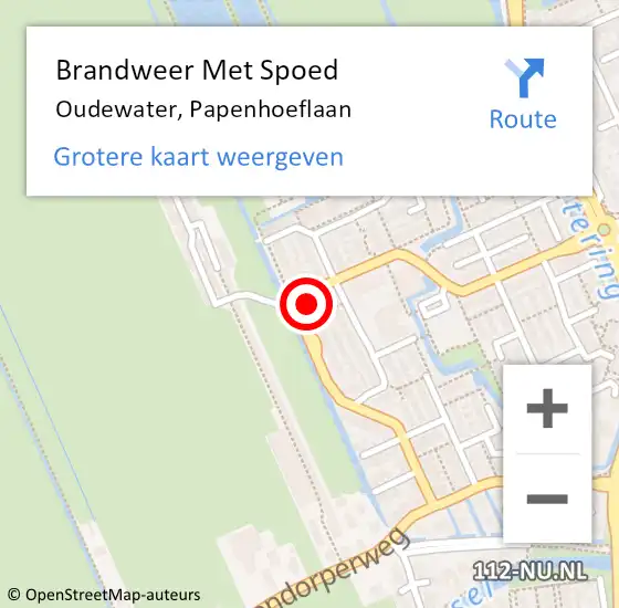 Locatie op kaart van de 112 melding: Brandweer Met Spoed Naar Oudewater, Papenhoeflaan op 21 januari 2024 01:40