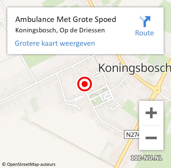 Locatie op kaart van de 112 melding: Ambulance Met Grote Spoed Naar Koningsbosch, Op de Driessen op 22 september 2014 21:34