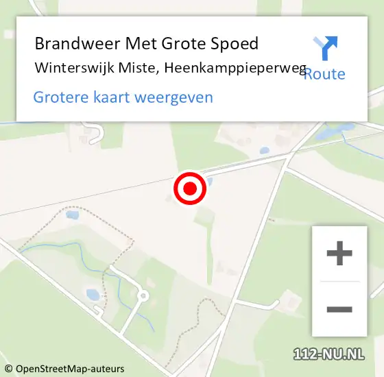 Locatie op kaart van de 112 melding: Brandweer Met Grote Spoed Naar Winterswijk Miste, Heenkamppieperweg op 21 januari 2024 03:06