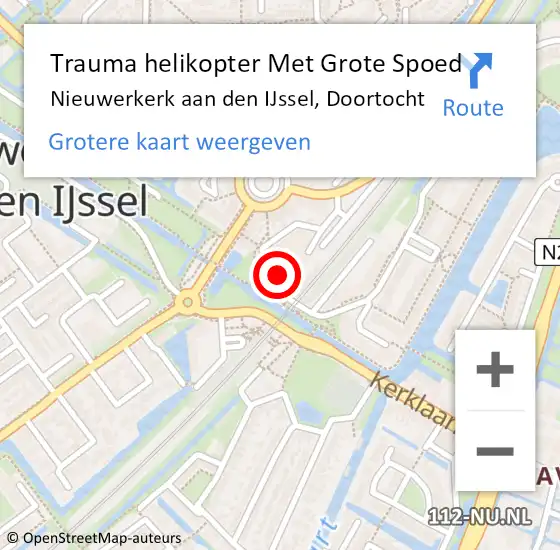 Locatie op kaart van de 112 melding: Trauma helikopter Met Grote Spoed Naar Nieuwerkerk aan den IJssel, Doortocht op 21 januari 2024 03:38